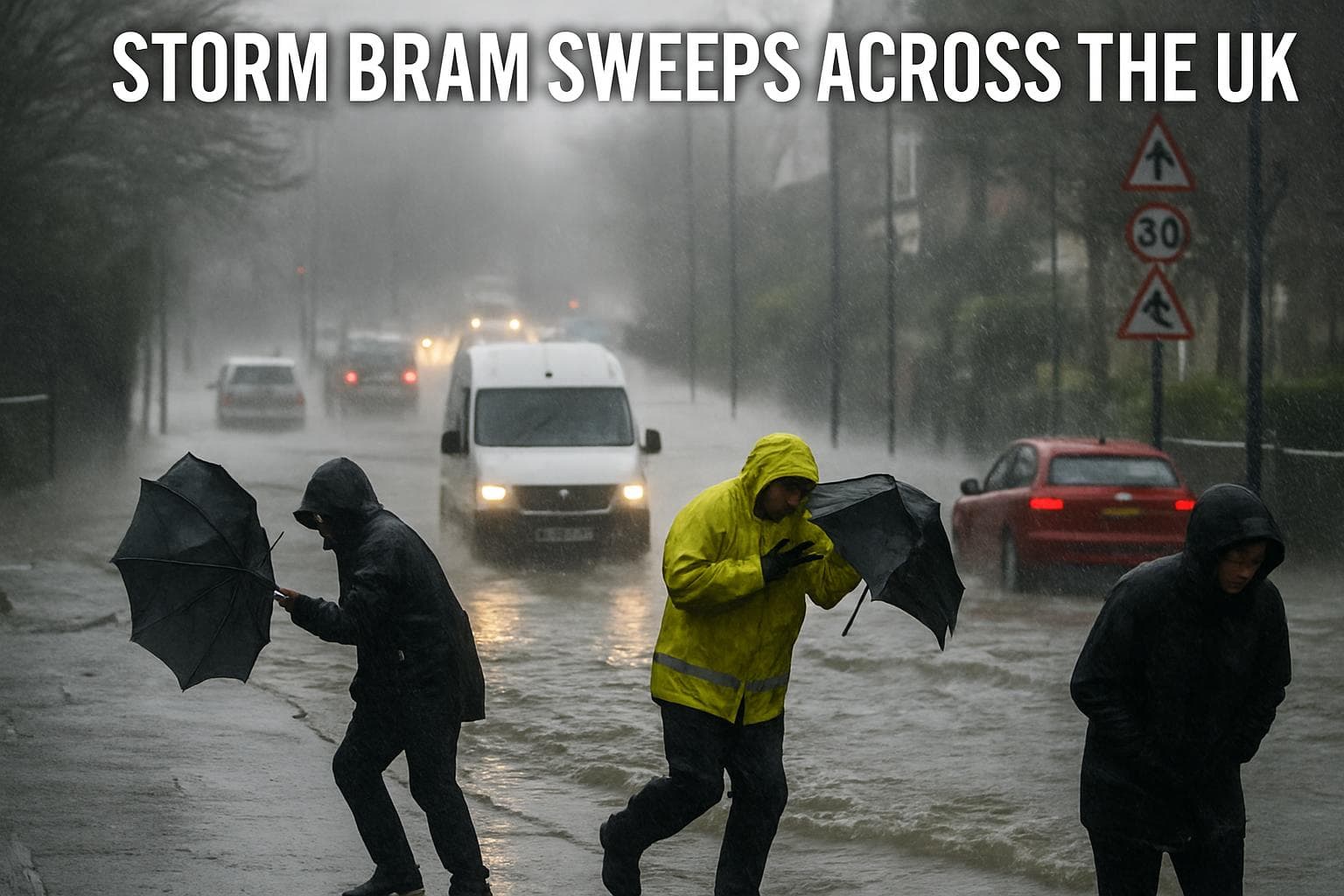 Storm Bram causing flooding and travel disruptions in the UK