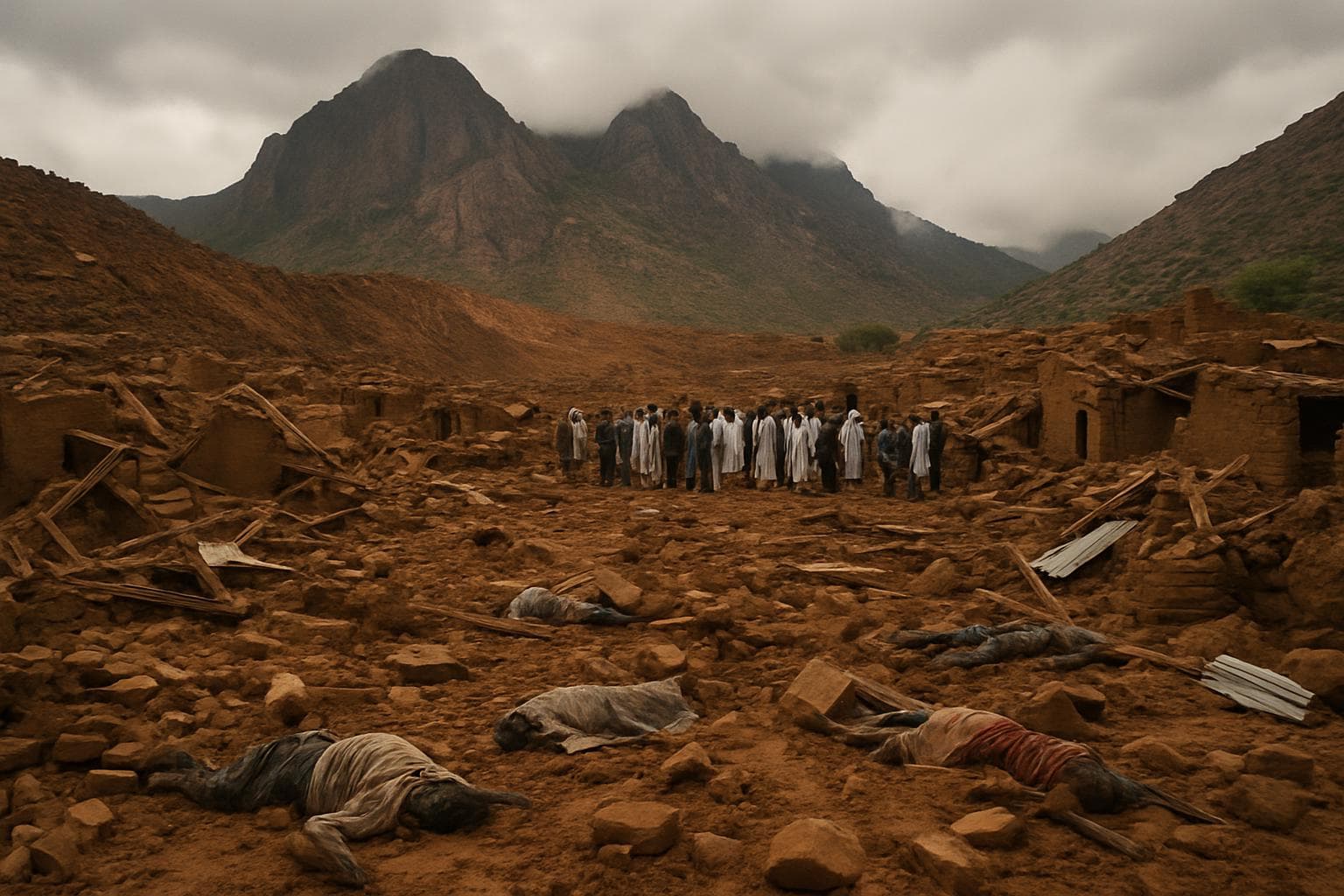 Landslide destruction in Sudan's Marra Mountains village