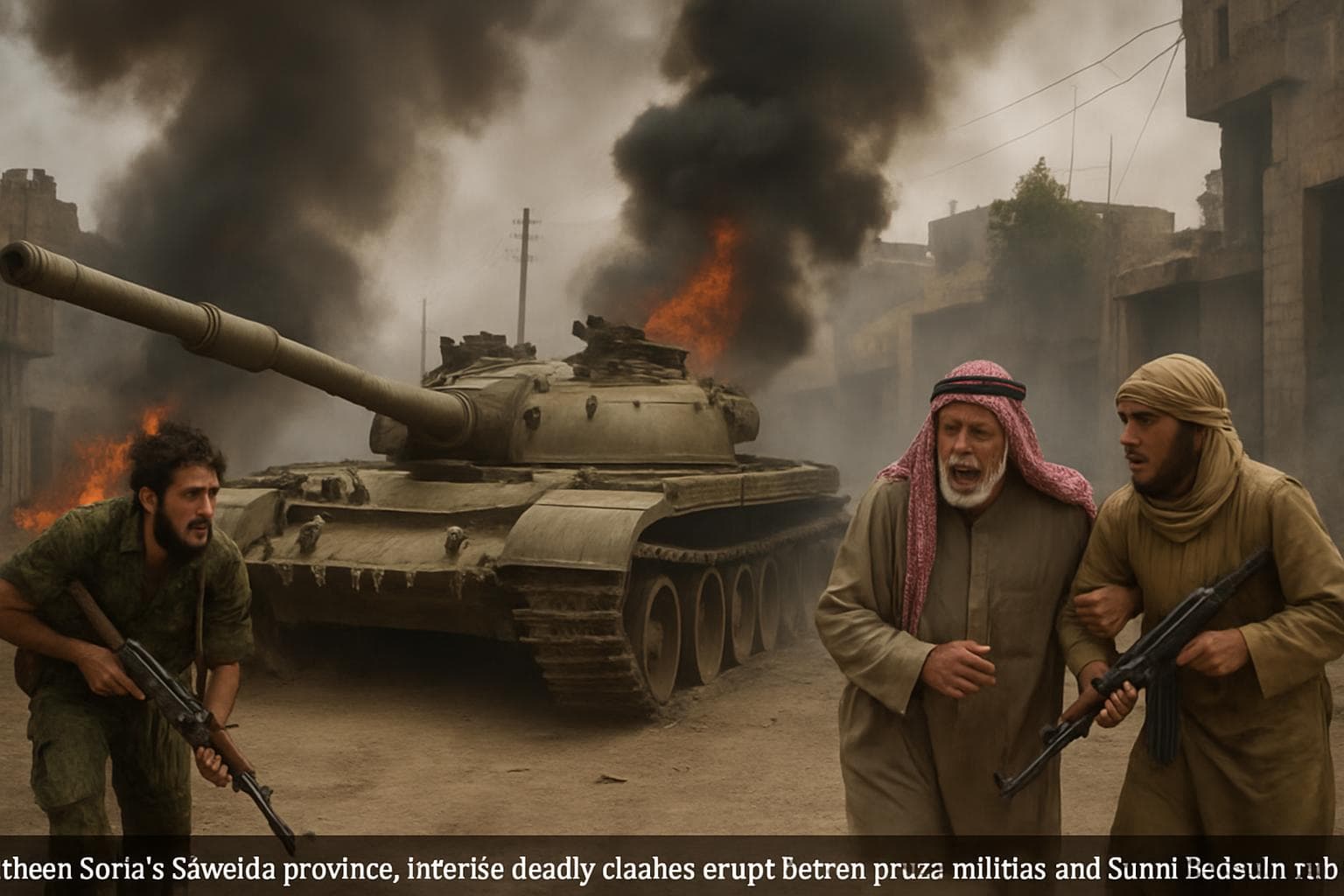 Clashes between Druze militias and Sunni Bedouin tribes in Suweida