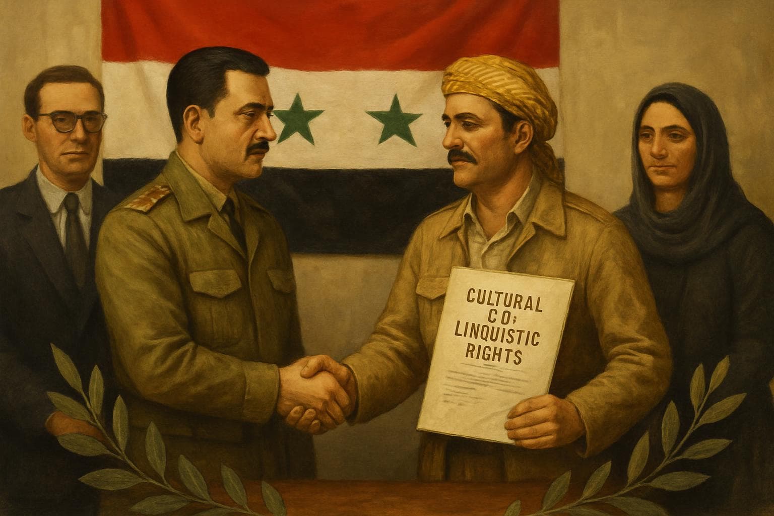 Syrian and Kurdish forces united under one flag with a document