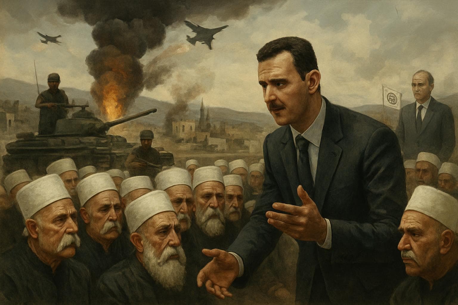 Syrian President al-Sharaa addresses Druze community with military backdrop