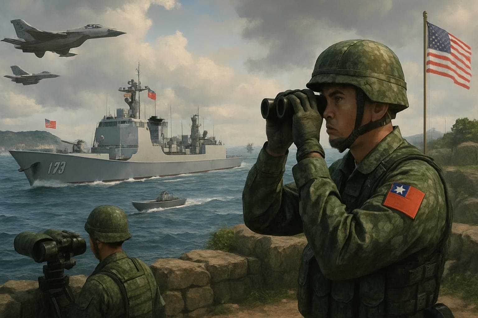 Chinese military ships and aircraft in Taiwan Strait
