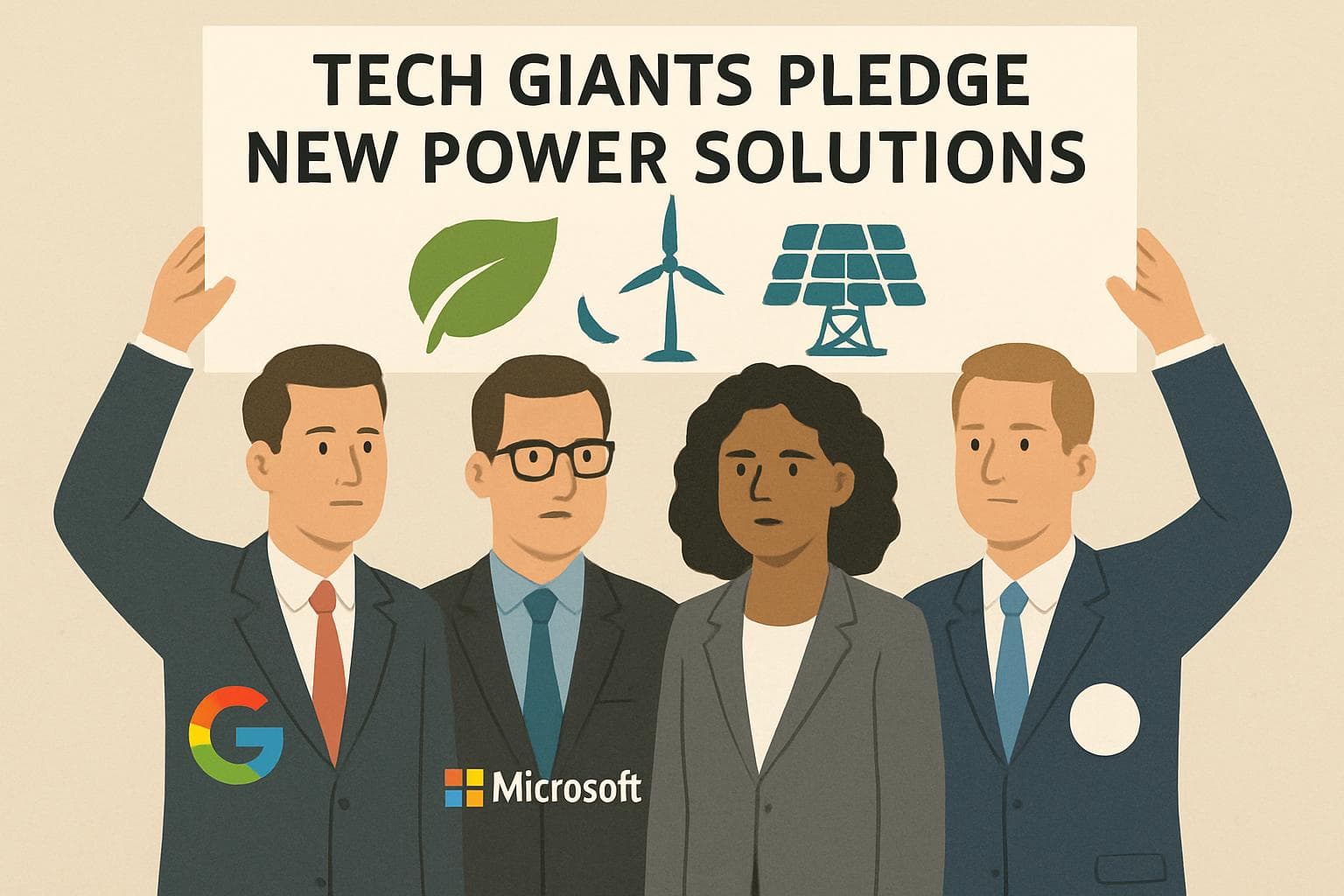 Tech company logos with AI data center power solutions