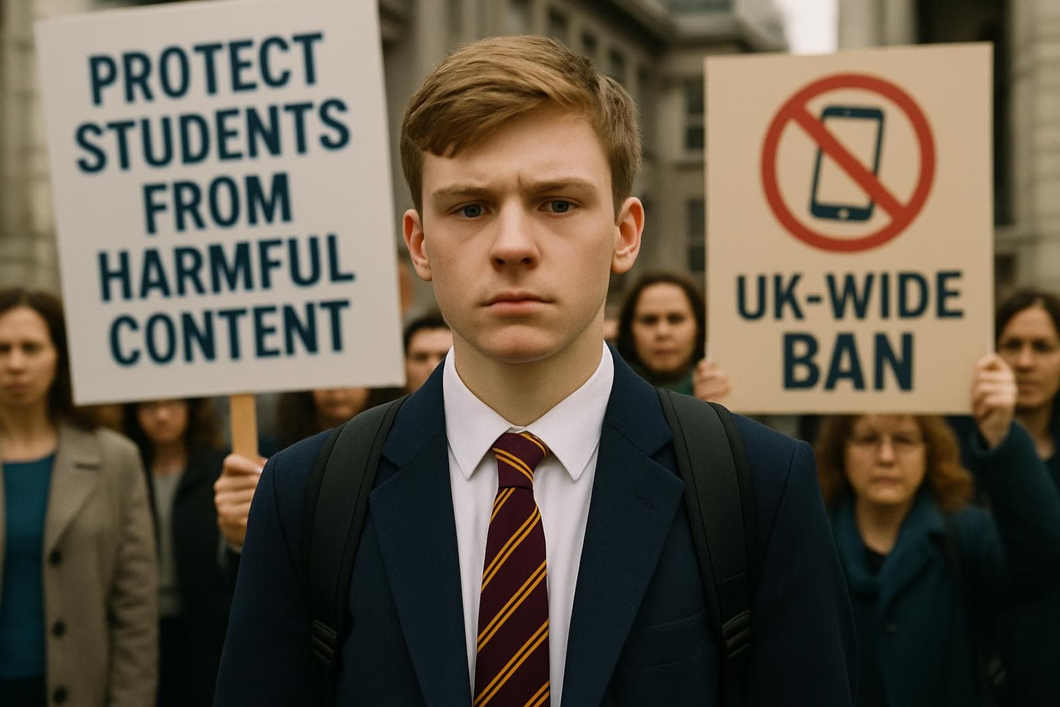 Teen student advocating for smartphone ban in UK schools