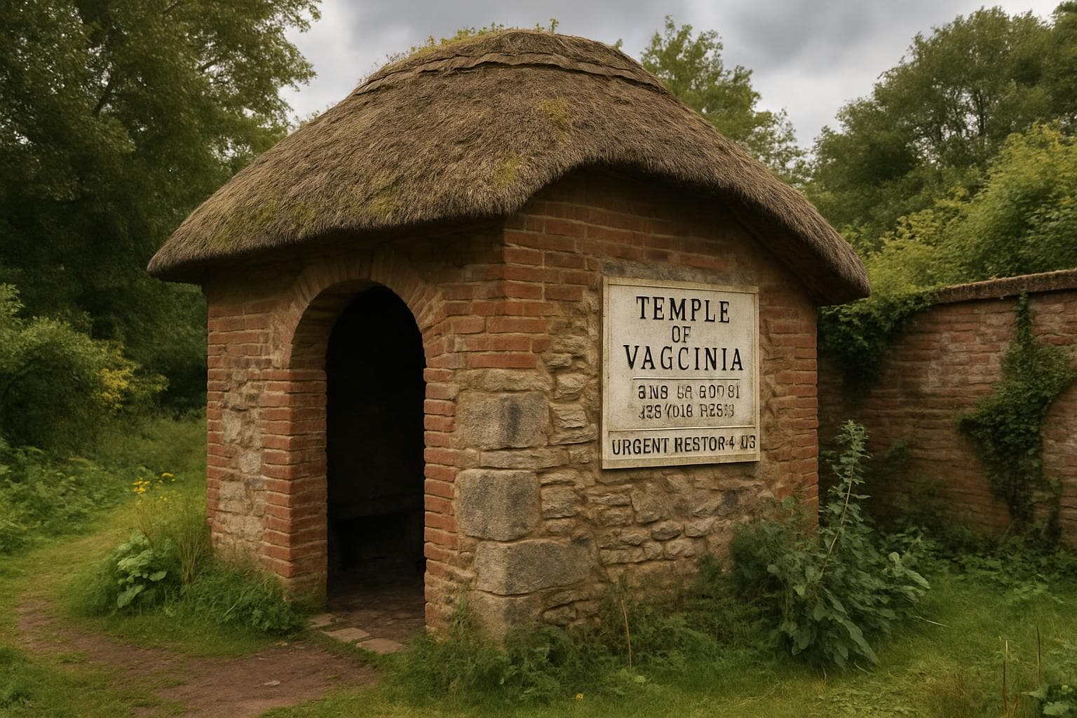 Temple of Vaccinia garden hut in Berkeley, Gloucestershire