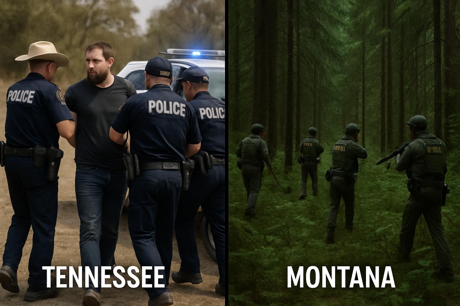 Police in Tennessee and Montana conducting manhunts for suspects