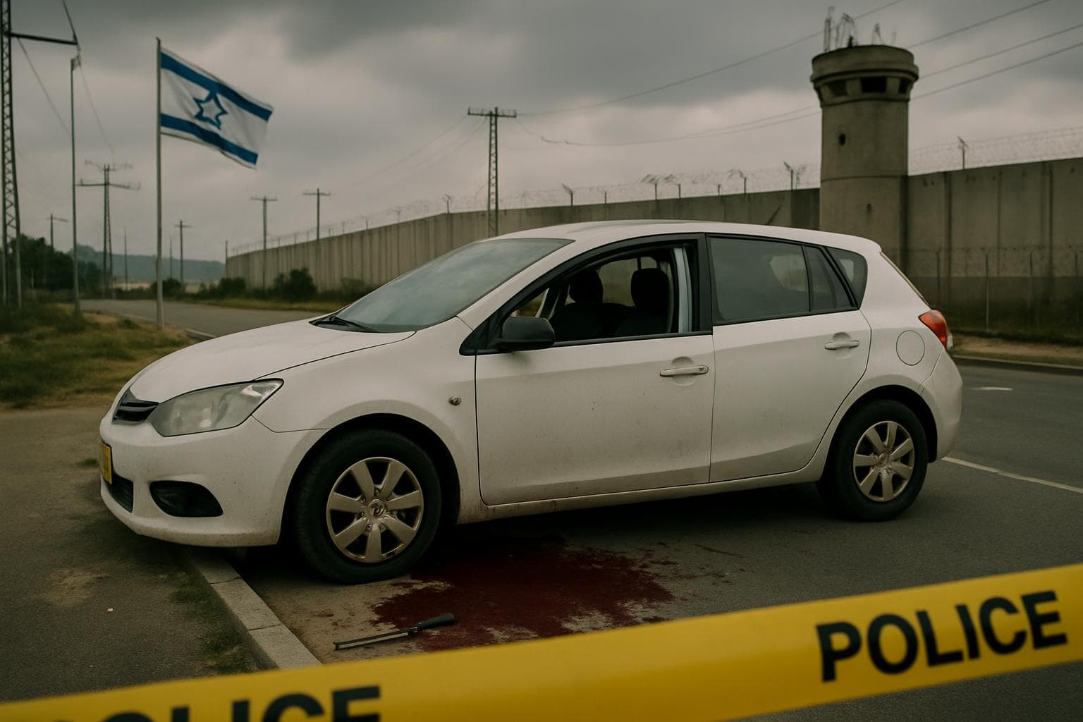 Tense scene in northern Israel with a vehicle and knife