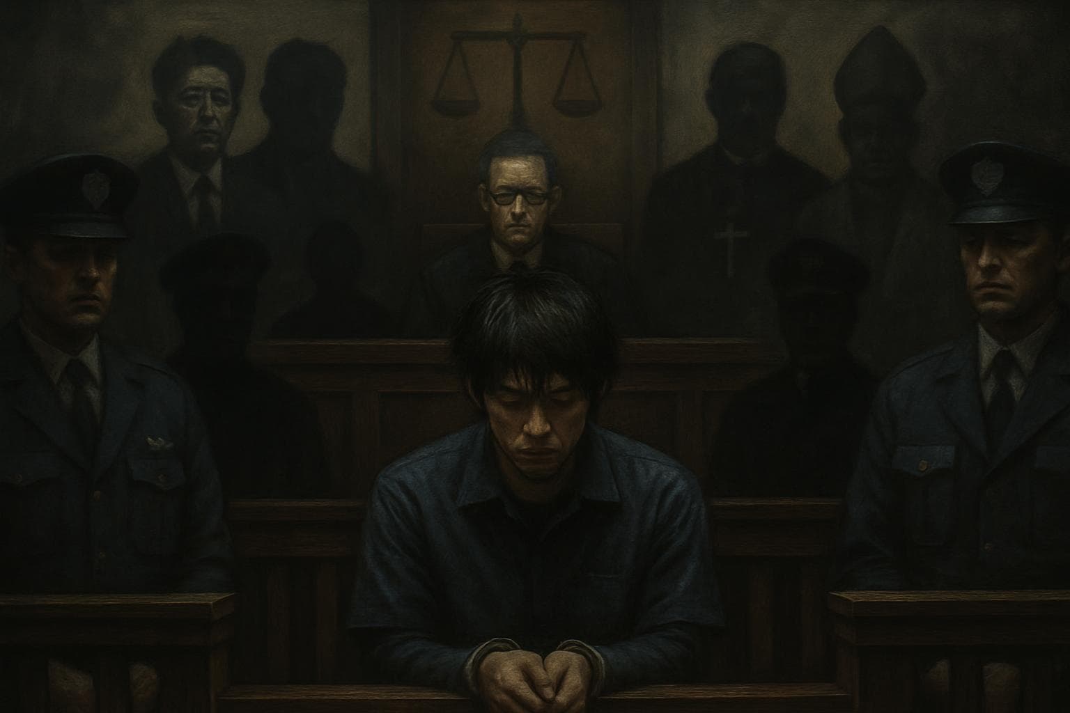 Tetsuya Yamagami in courtroom during sentencing
