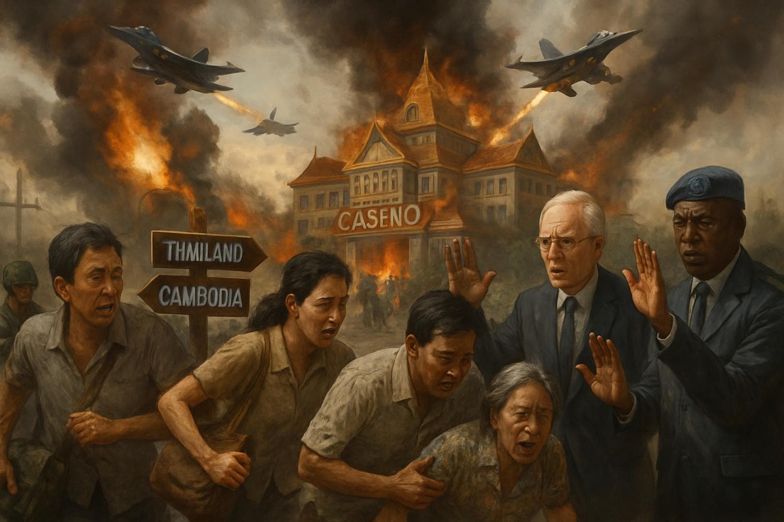Military airstrikes at Thailand-Cambodia border casino