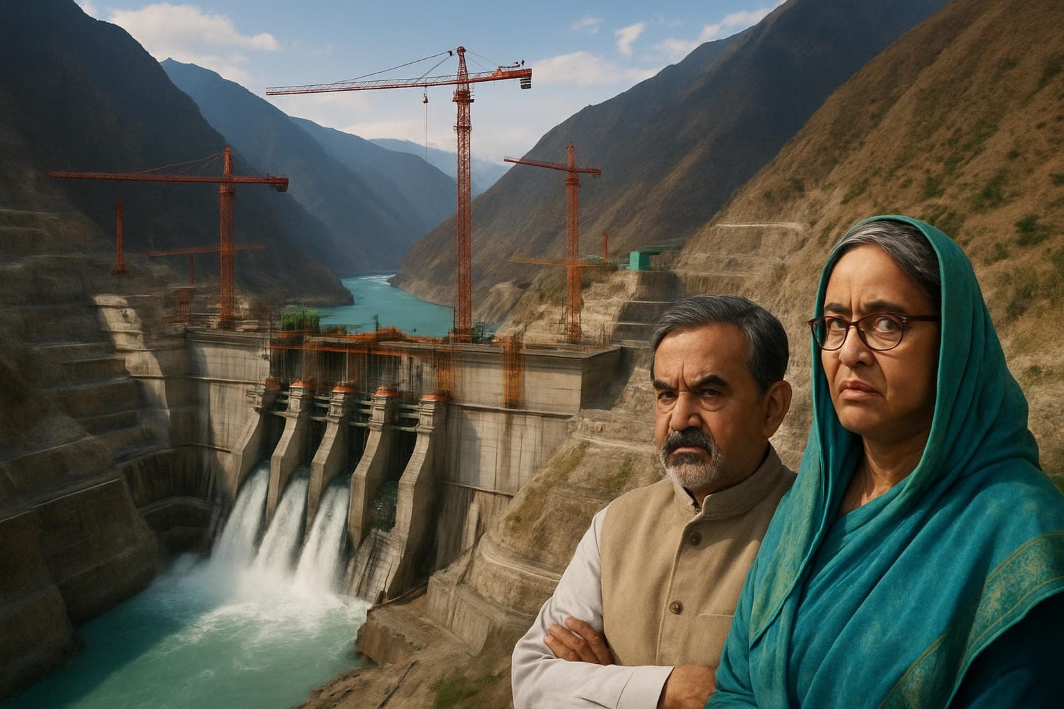 Hydropower dam construction on Tibet's Yarlung Tsangpo River
