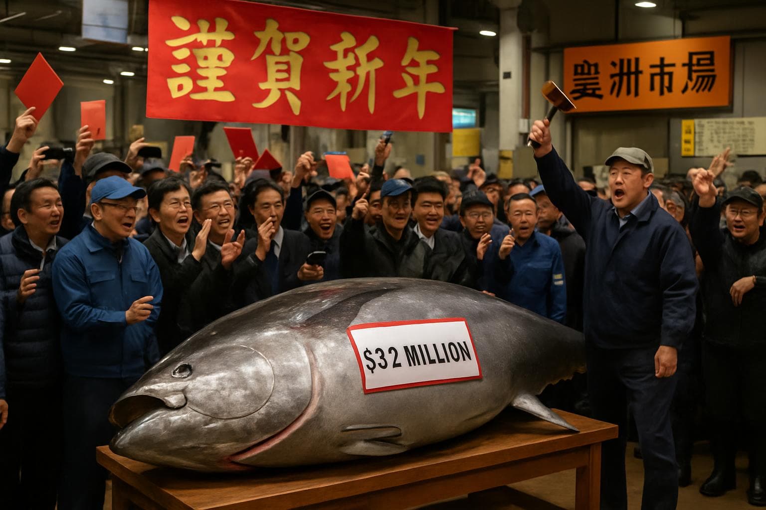Record-breaking bluefin tuna at Toyosu fish market auction