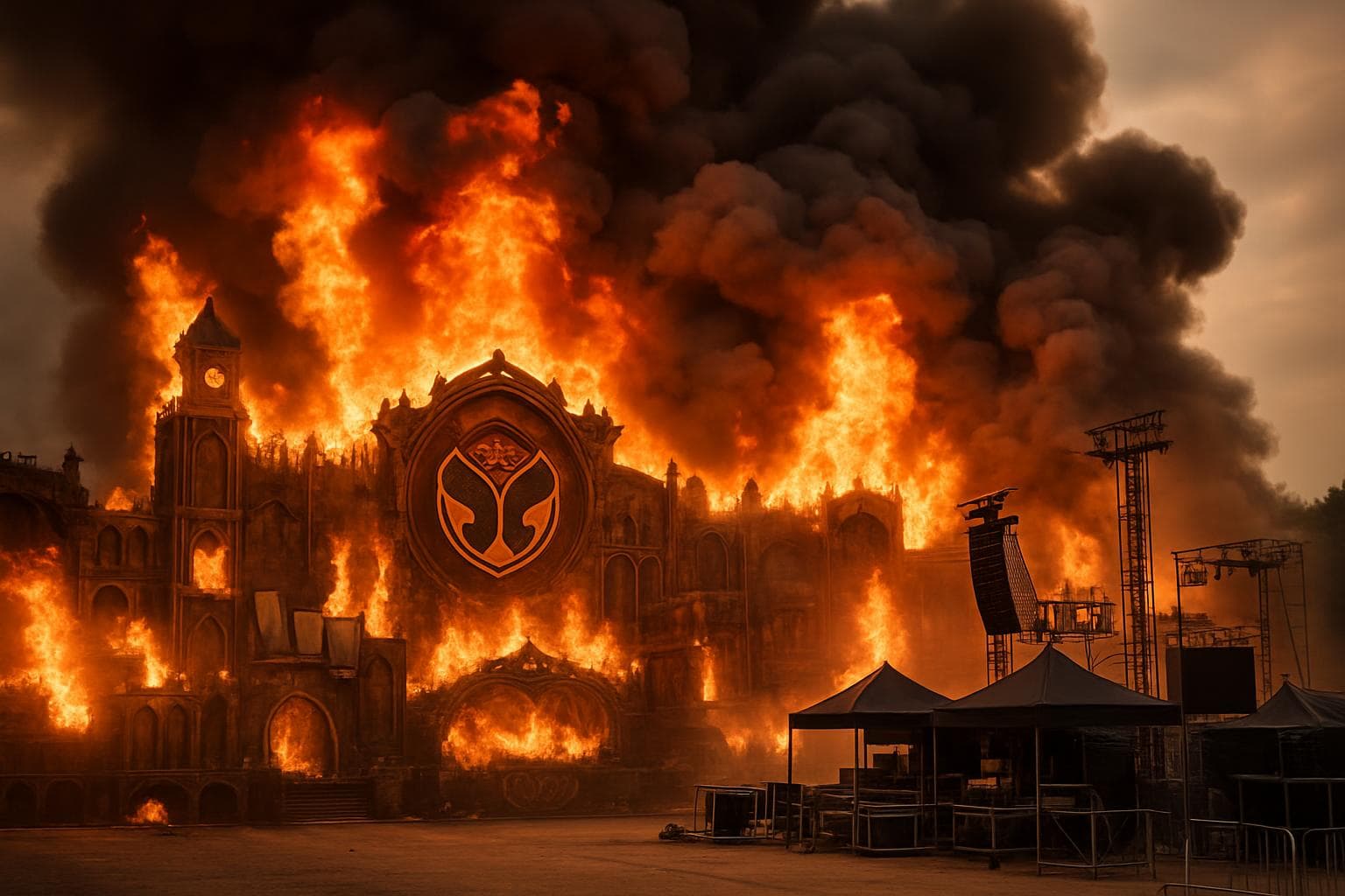 Massive fire at Tomorrowland festival main stage in Belgium