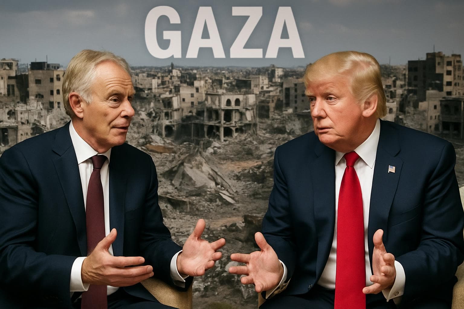 Tony Blair and Donald Trump in discussion about Gaza