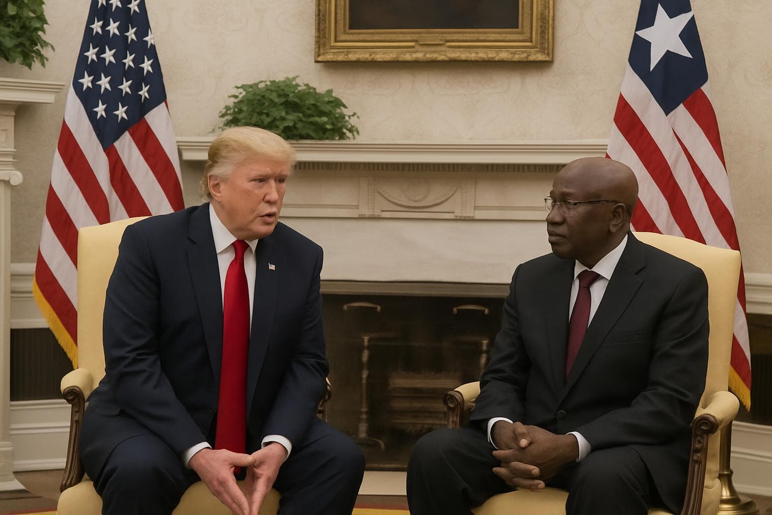 Donald Trump and Joseph Boakai meeting at the White House