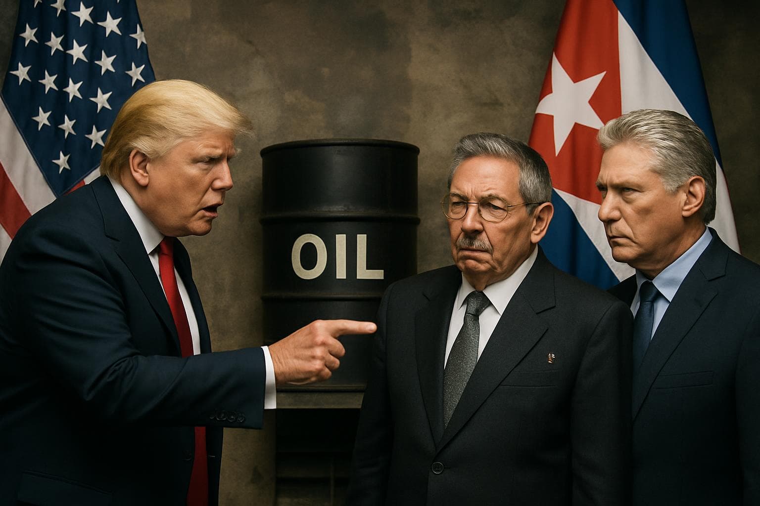 Trump gesturing towards Cuba with diplomatic tension