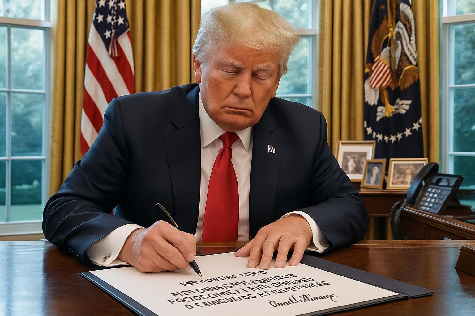 President Trump signing executive order in Oval Office