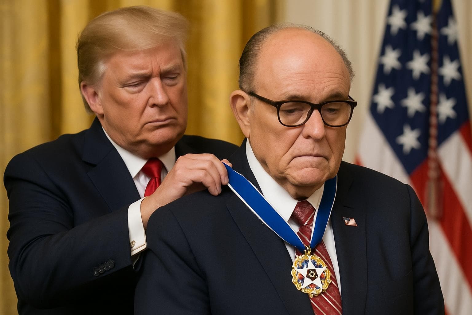Donald Trump awarding Rudy Giuliani the Presidential Medal of Freedom