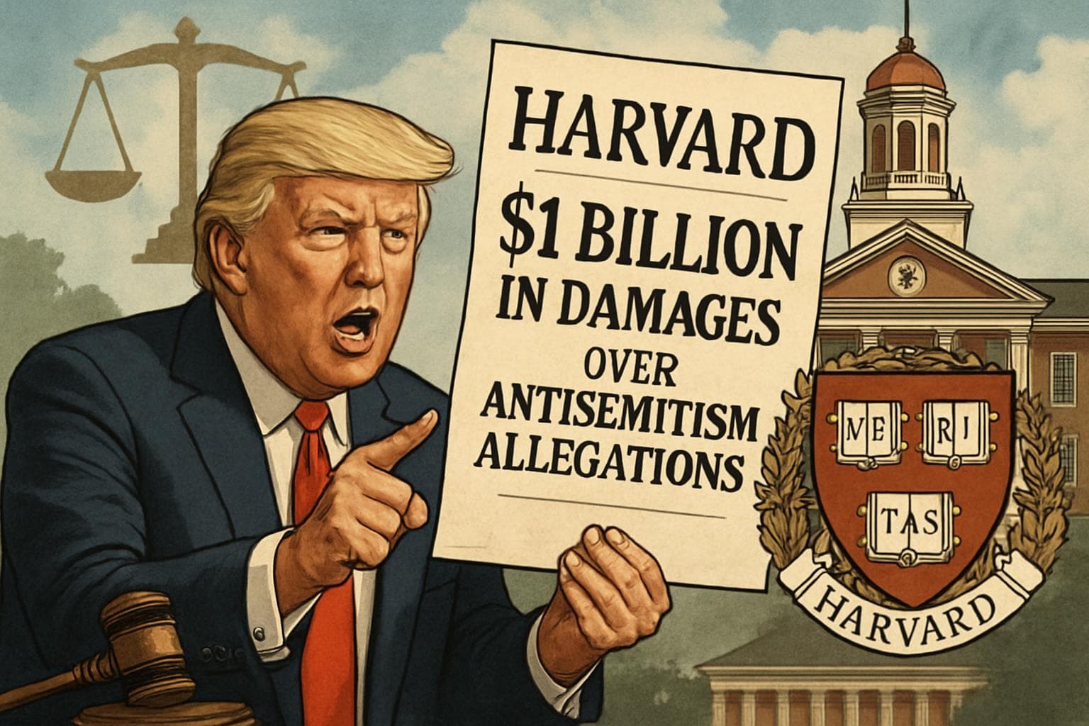 Donald Trump in a legal dispute with Harvard University