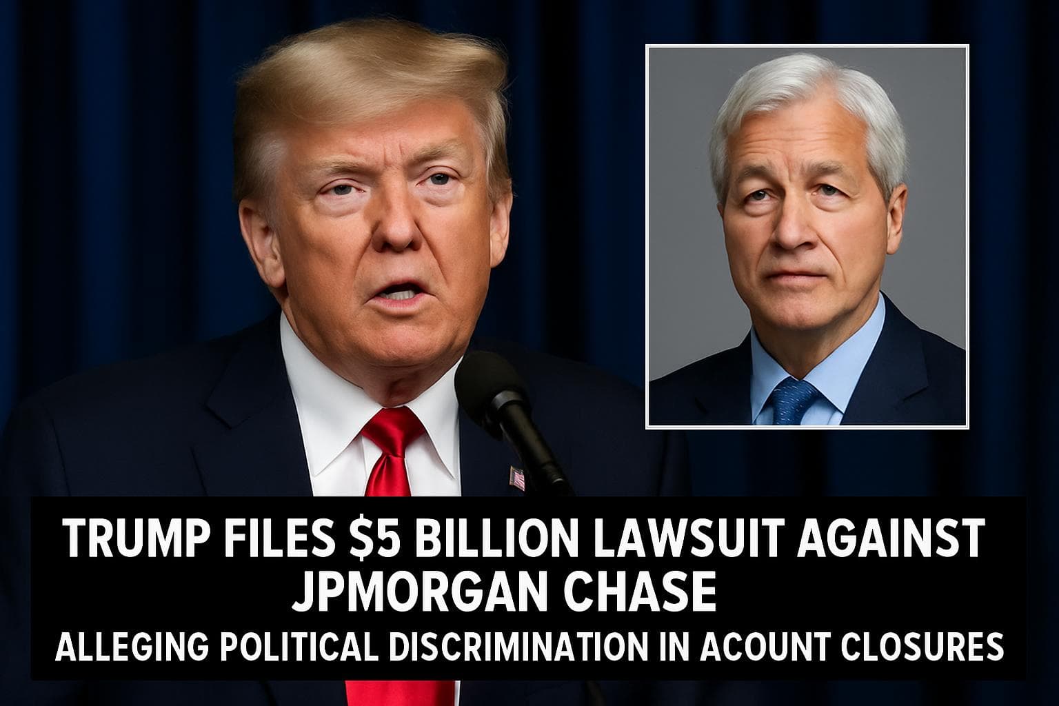 Donald Trump with JPMorgan Chase logo in background