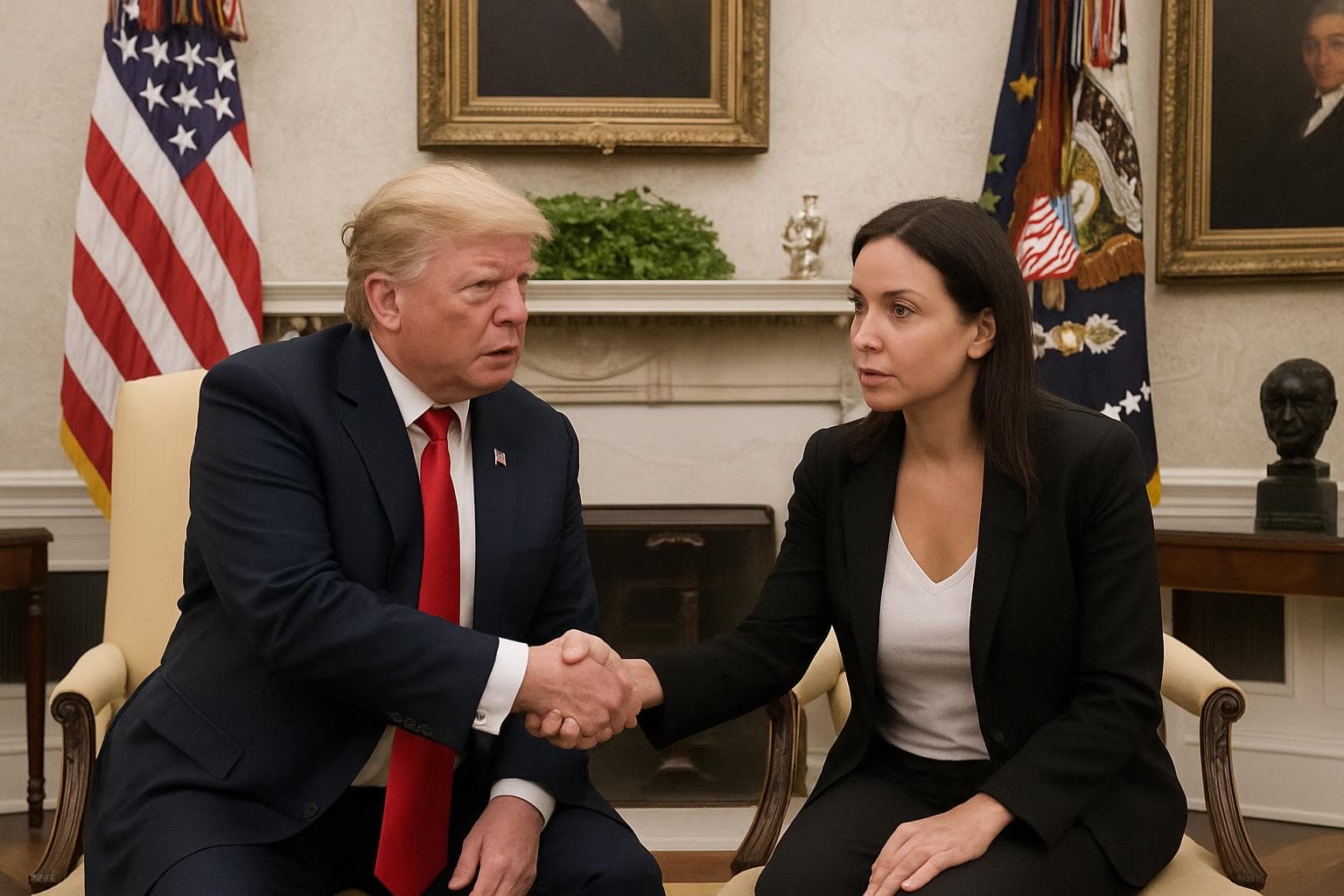 Donald Trump meeting María Corina Machado at the White House