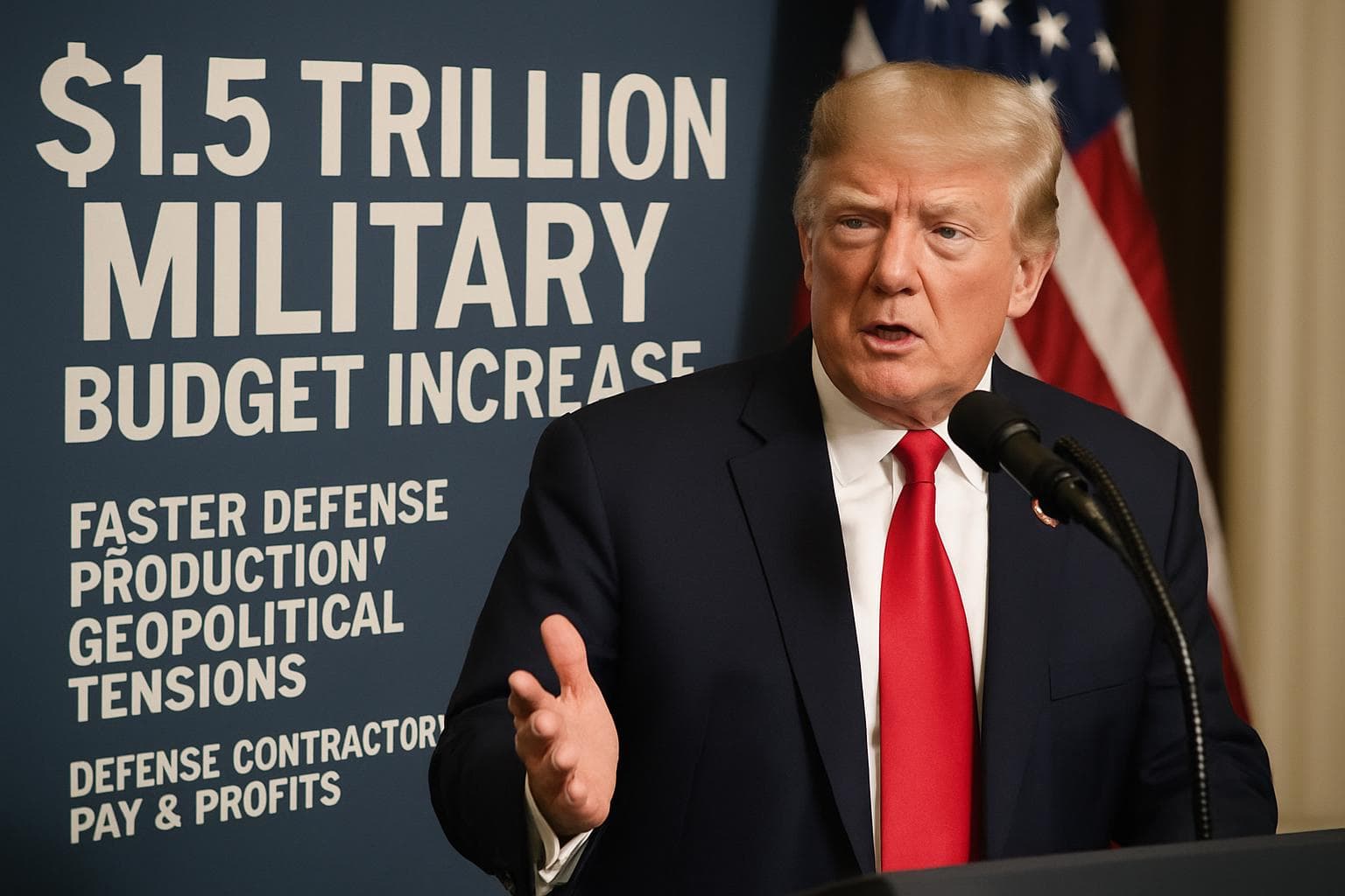 Donald Trump discussing military budget increase