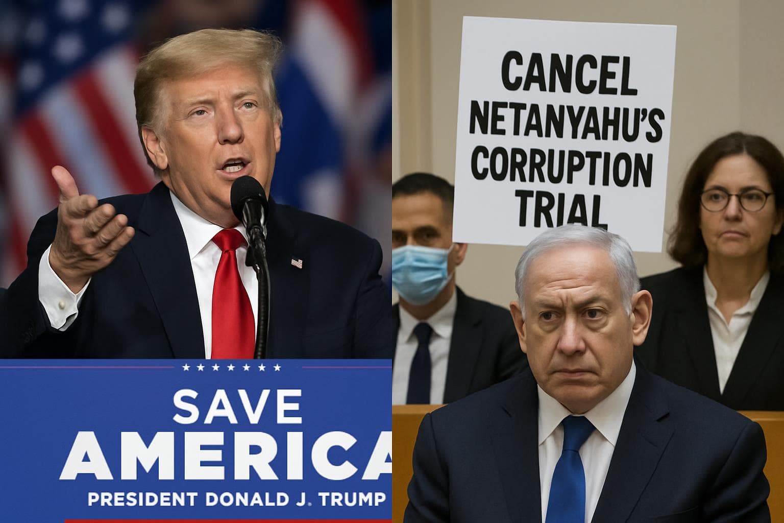 Donald Trump speaking about Netanyahu's corruption trial