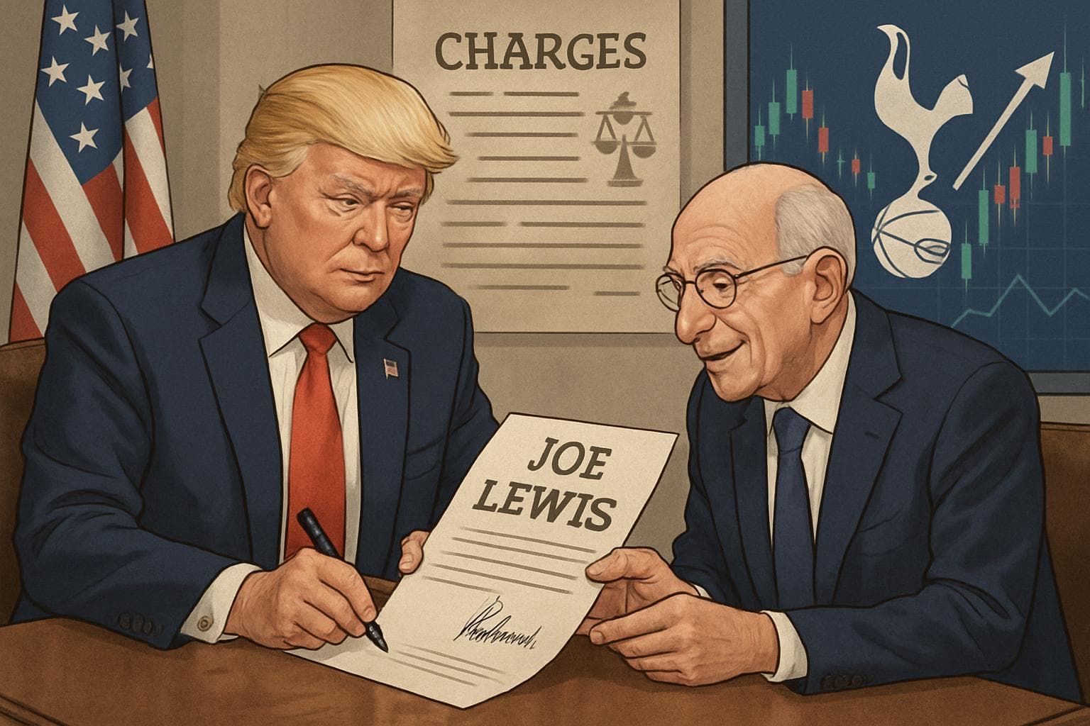 Donald Trump pardoning UK billionaire Joe Lewis with legal documents