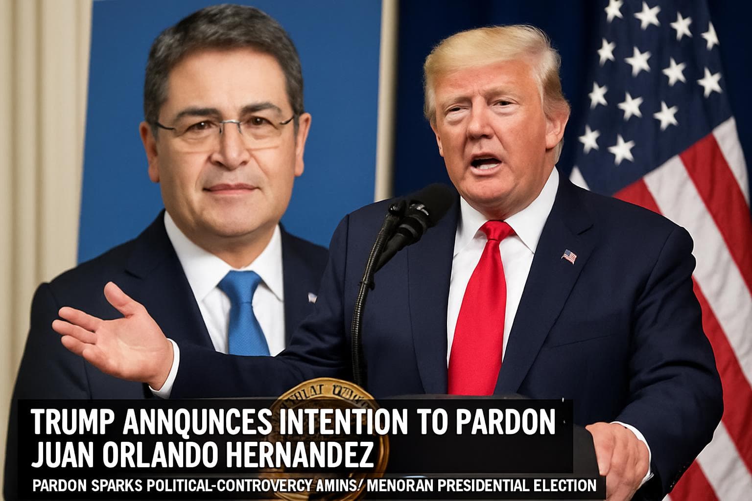 Donald Trump speaking about pardoning Juan Orlando Hernández