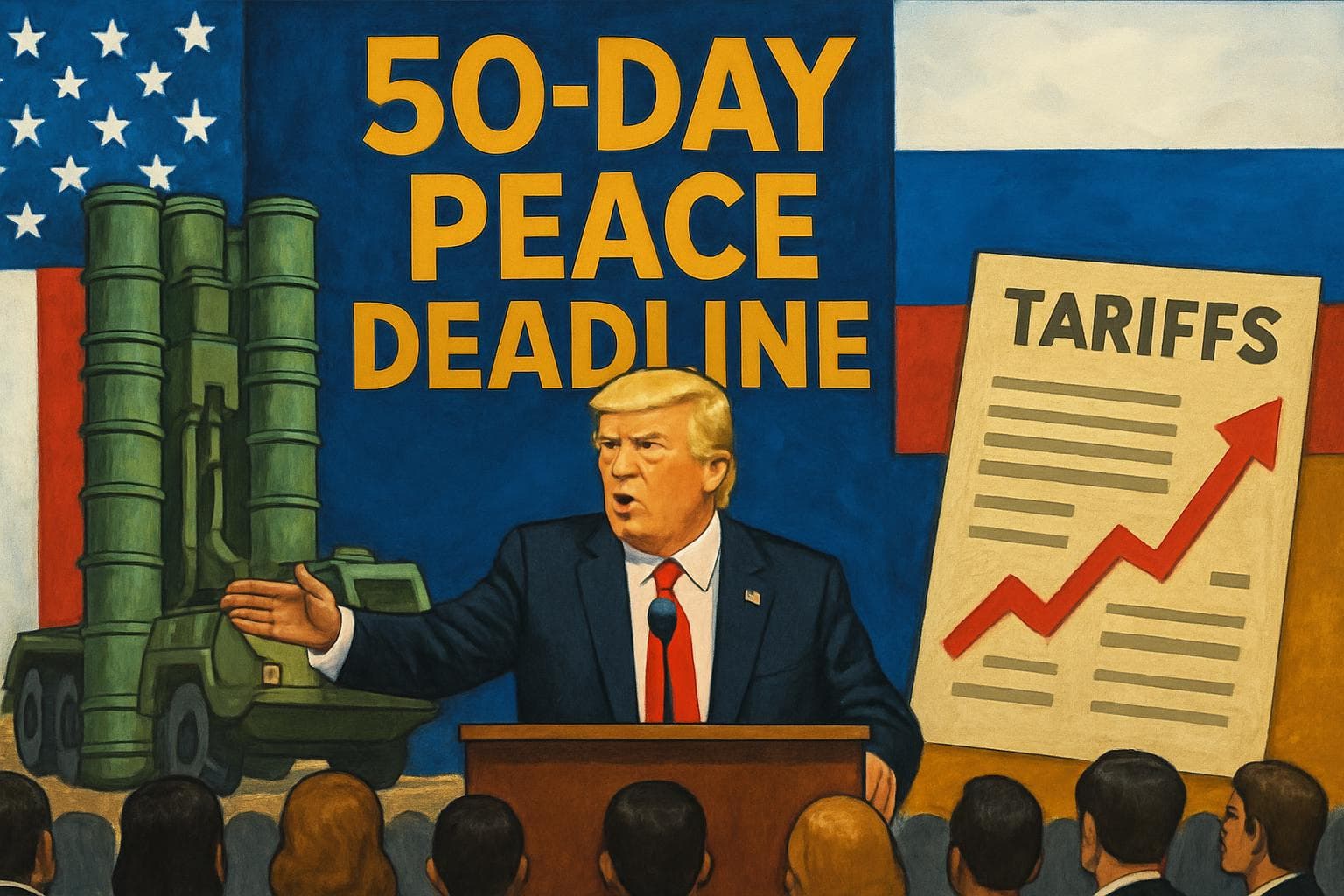 President Trump addressing audience on peace deadline with Russia