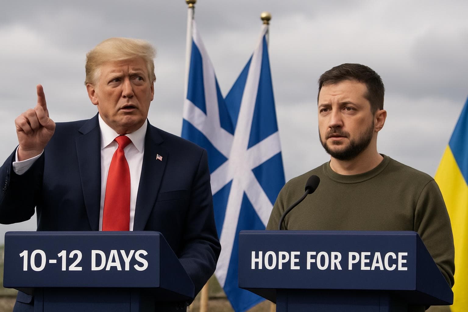President Trump at a news conference in Scotland