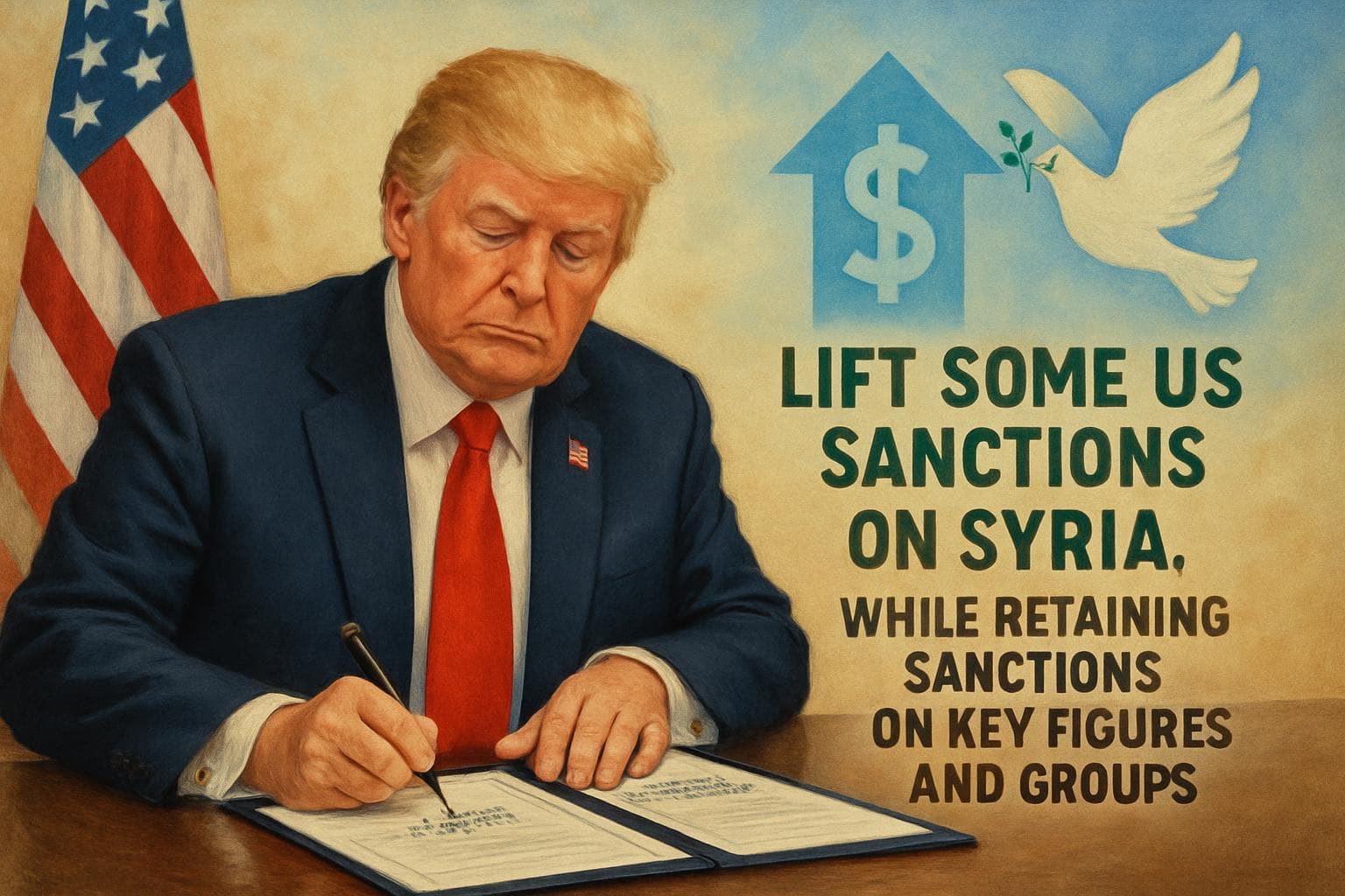 President Trump signing an executive order on Syria sanctions