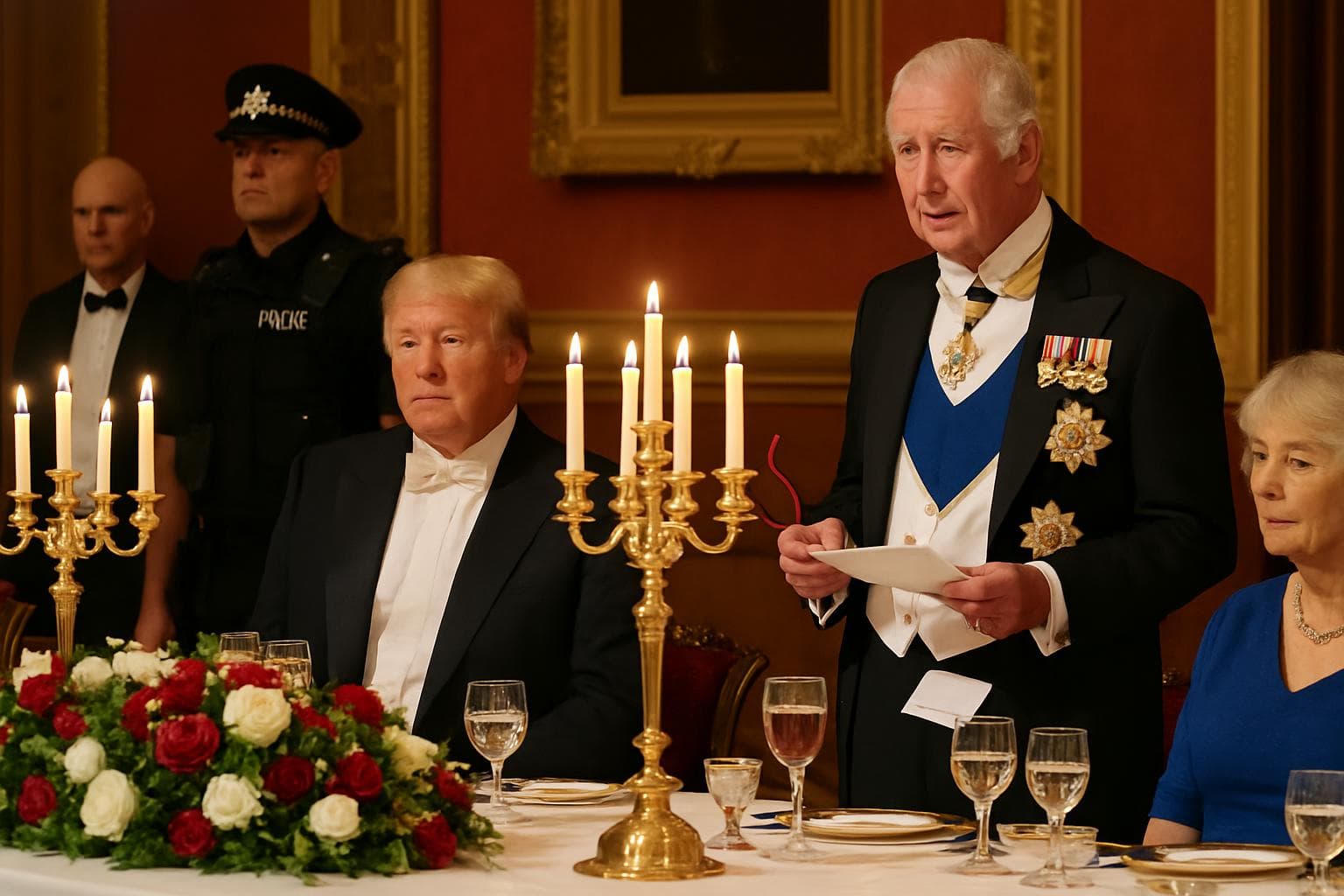 Donald Trump at a state banquet in Windsor Castle