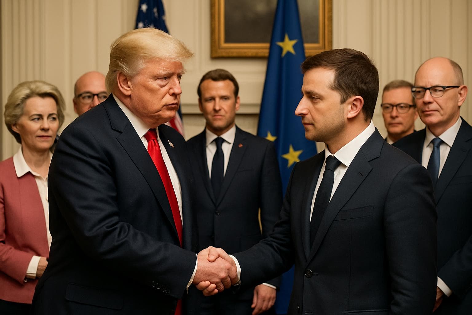 Donald Trump and Volodymyr Zelensky meeting at the White House