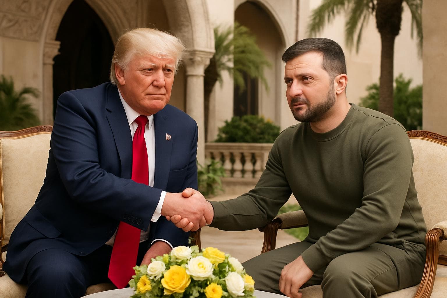 Donald Trump and Volodymyr Zelenskyy meeting at Mar-a-Lago
