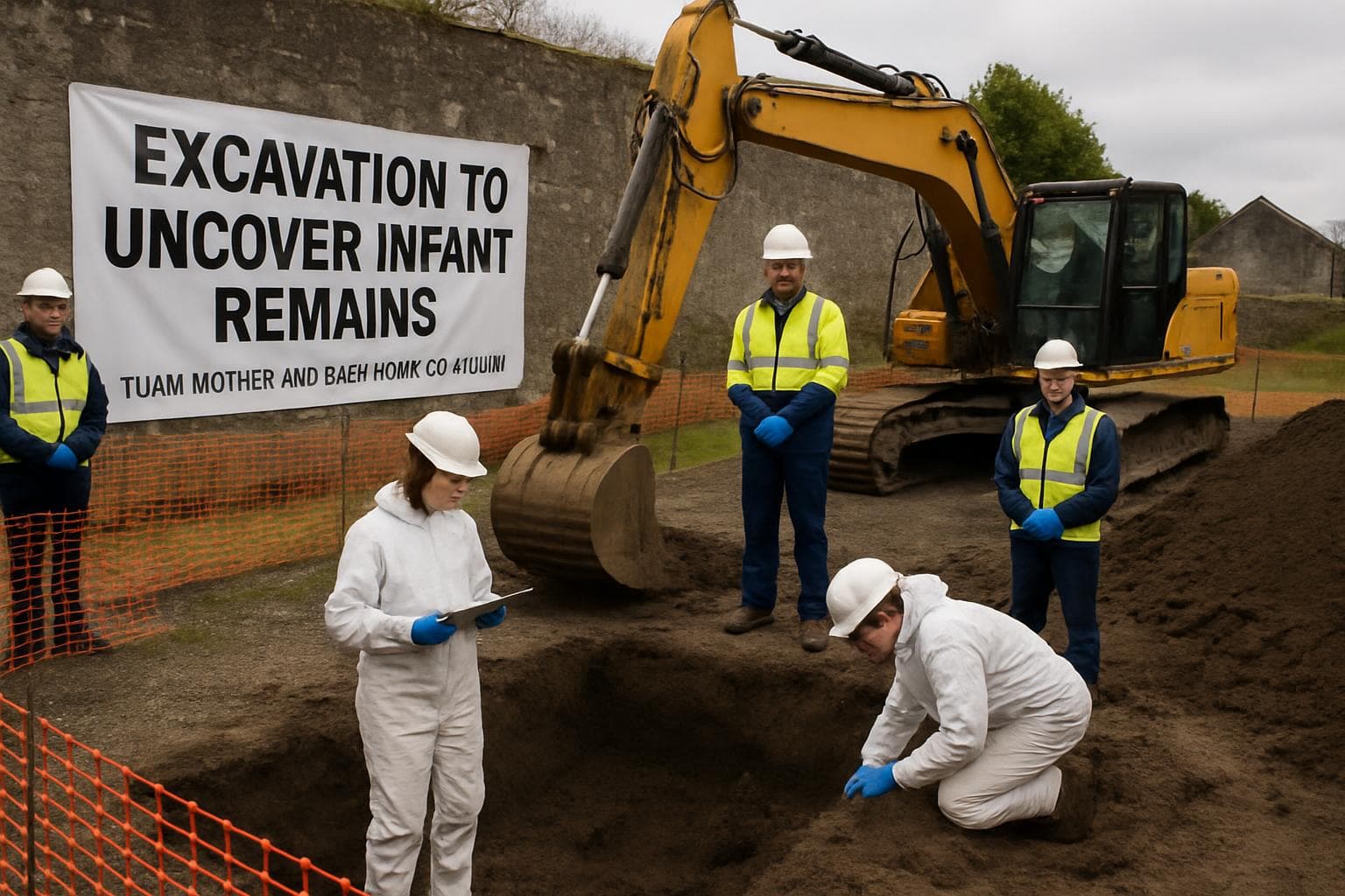 Excavation site at Tuam mother and baby home in Galway