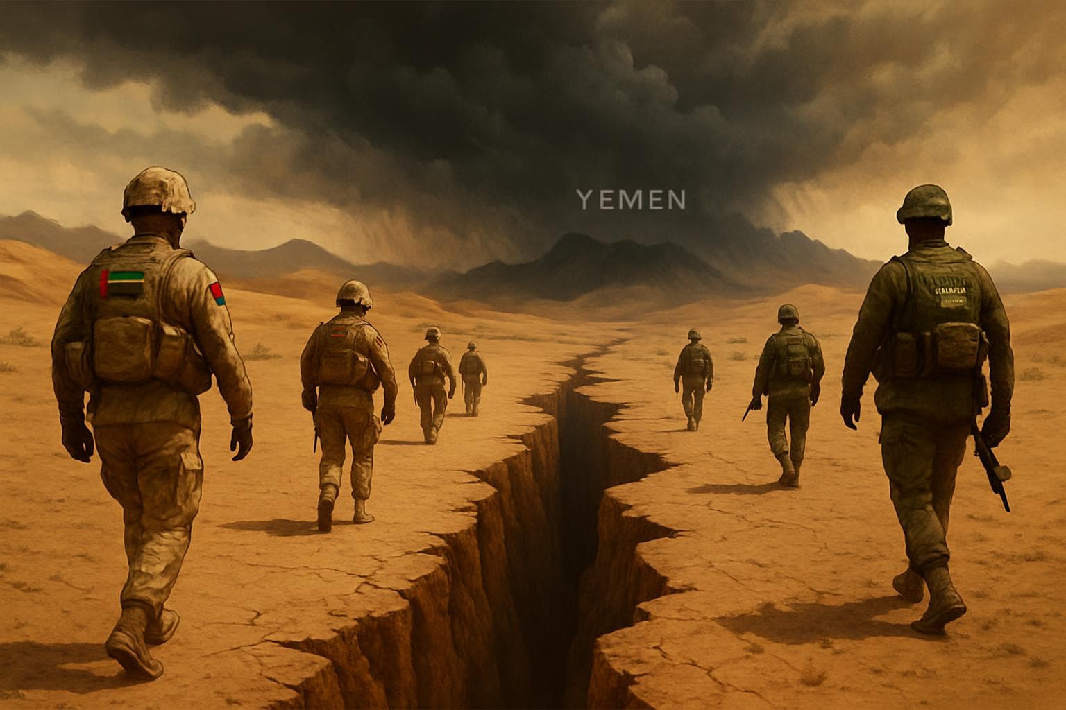 UAE troops and Saudi military separated by a desert rift