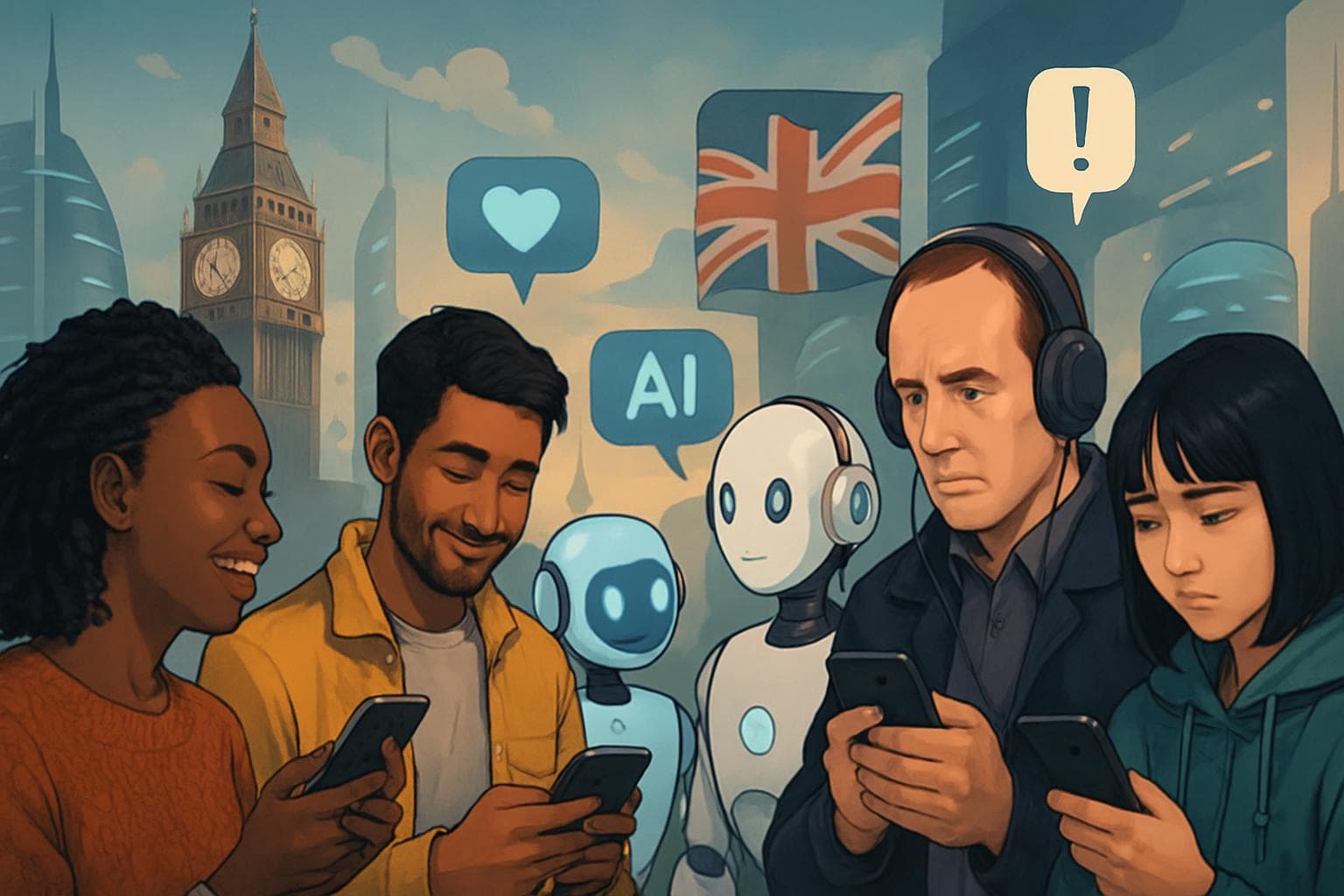 Diverse group in the UK using AI chatbots for support