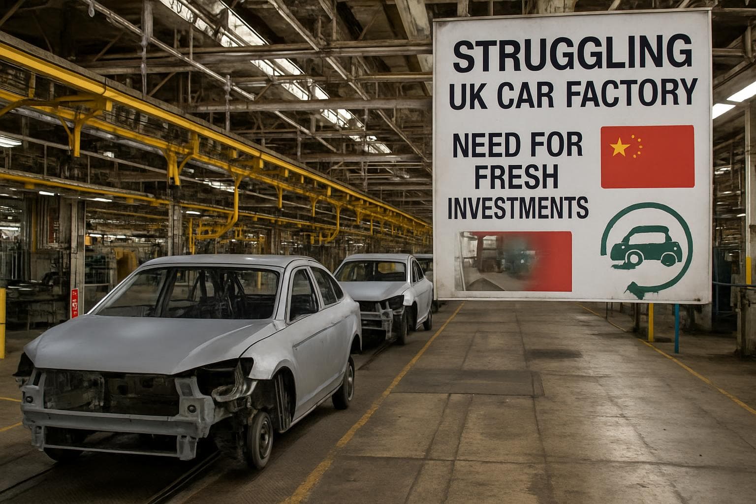 Empty production lines in a UK car factory