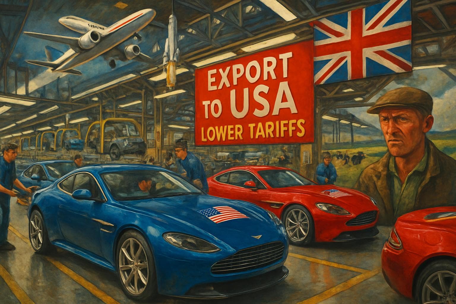 UK car manufacturing plant with Aston Martin vehicles