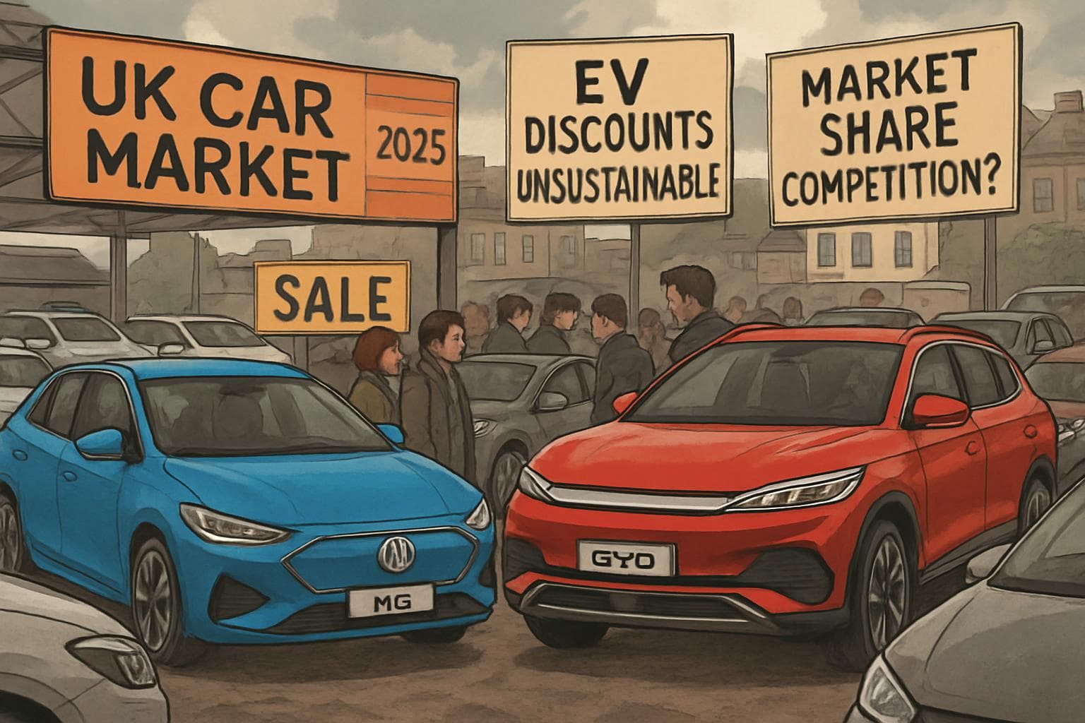 UK car market scene in 2025 with electric vehicles