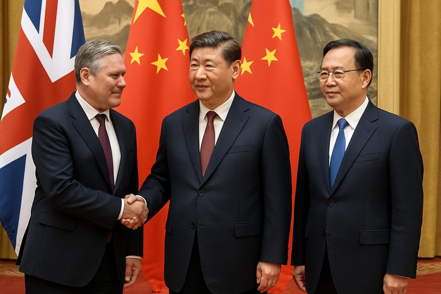 UK Prime Minister Keir Starmer with Chinese leaders