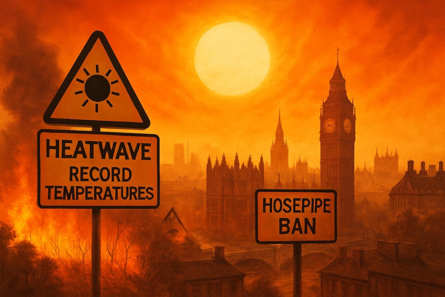 UK cityscape under intense sun during heatwave