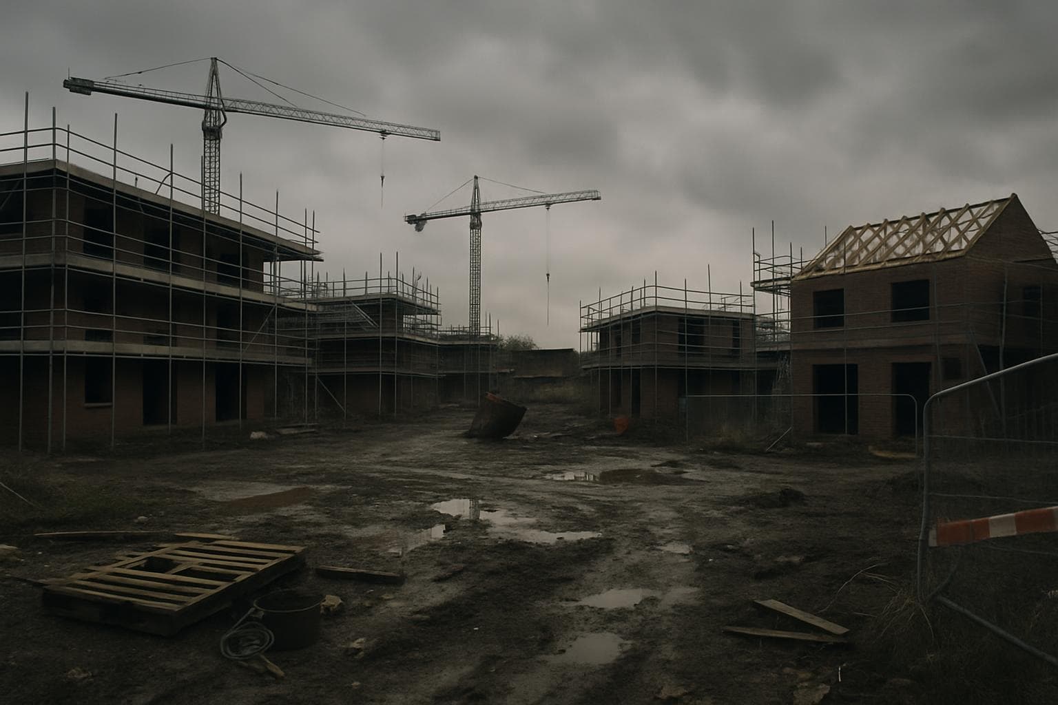 Unfinished structures at a UK construction site