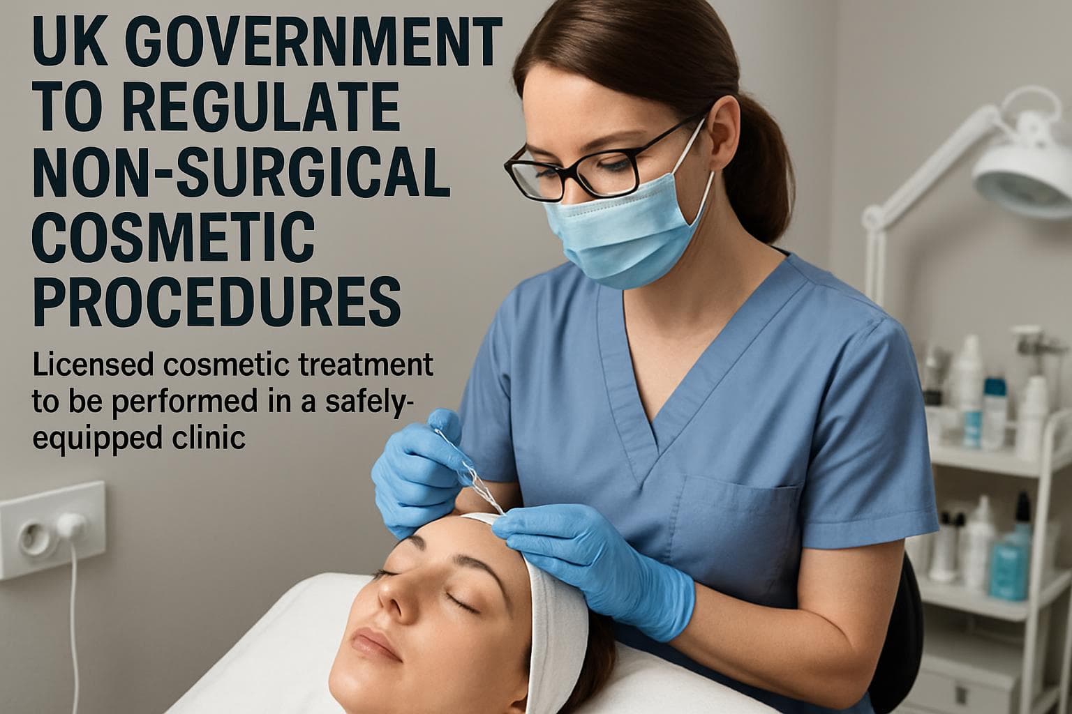 Healthcare professional performing cosmetic procedure in clinic