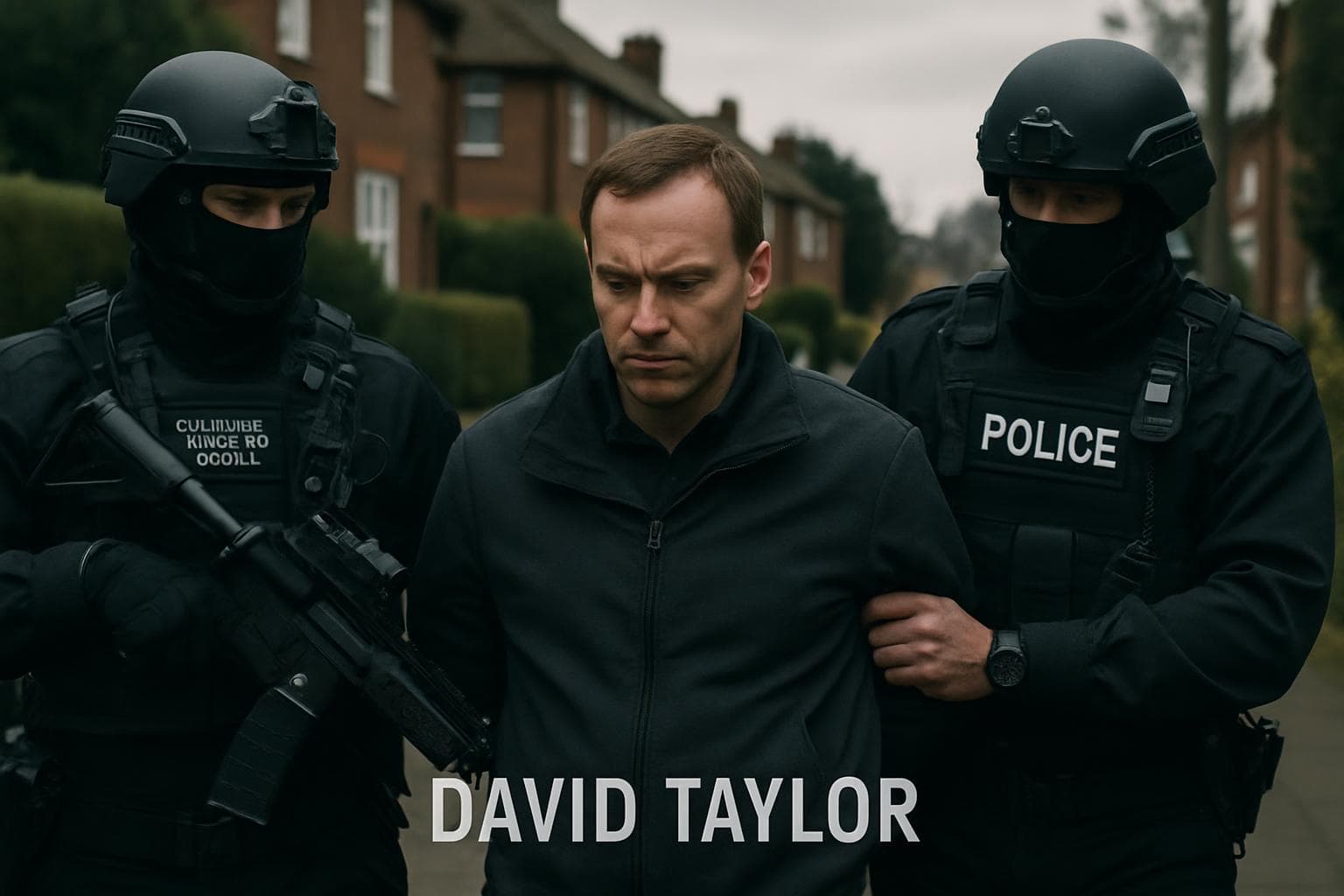 Counter-terrorism police arresting a man in a UK neighborhood