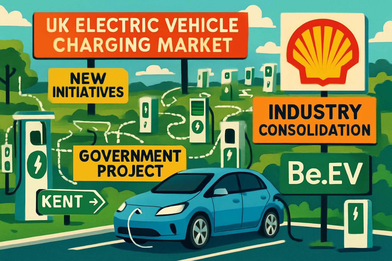 Electric vehicle charging points network in Kent, UK