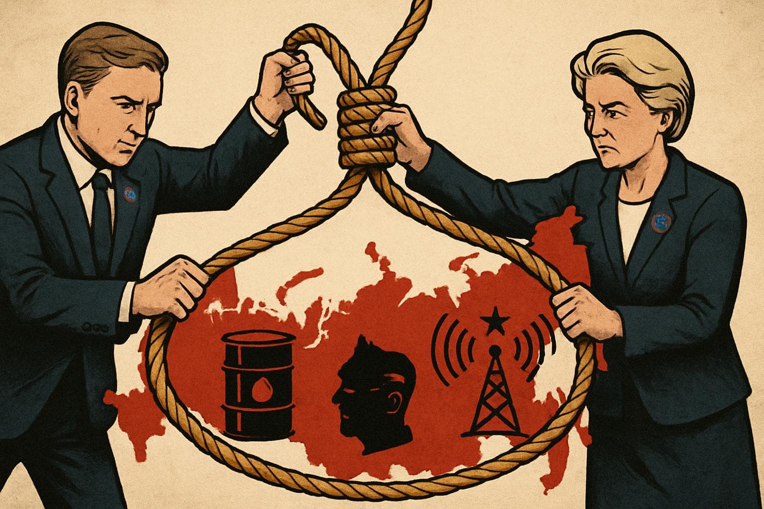 UK and EU officials tightening a financial noose around Russia map