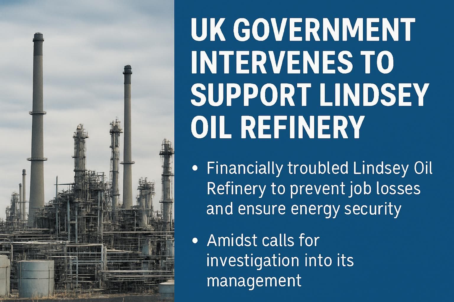 UK government supports Lindsey Oil Refinery to prevent job losses