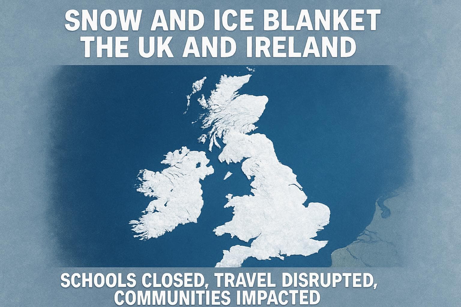 Snow-covered UK and Ireland causing travel disruptions