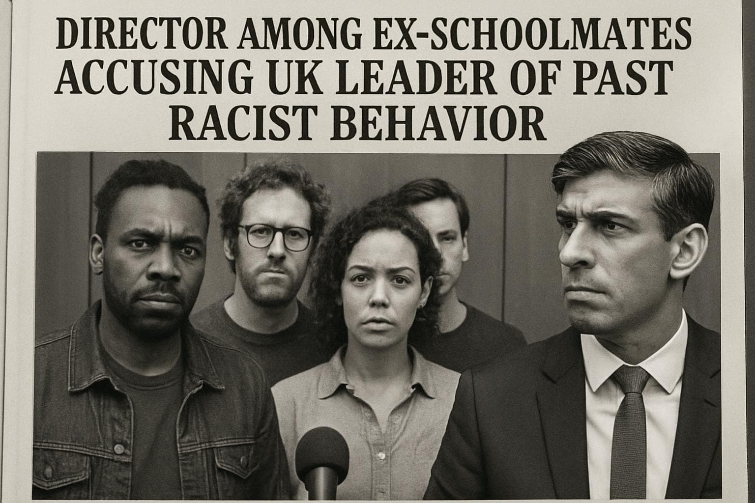 Group of people discussing accusations against UK leader